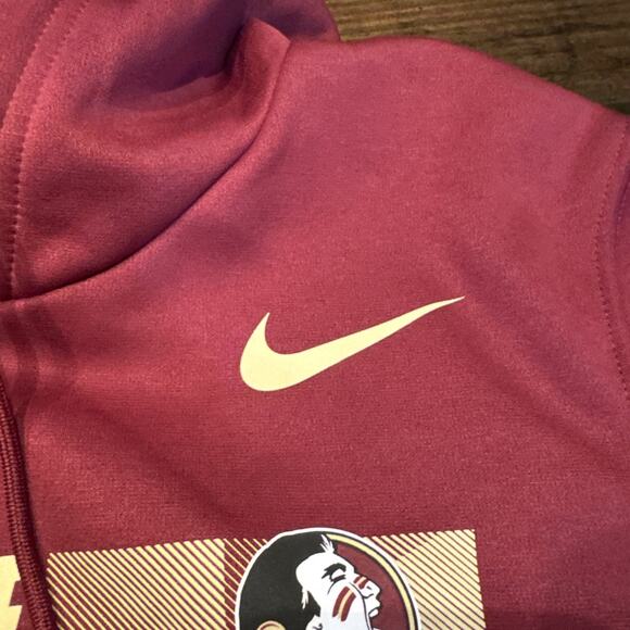 FSU Florida State Seminoles Nike Dri-Fit‎ Hoodie S Burgundy/ Garnet Gold Black - Picture 4 of 10